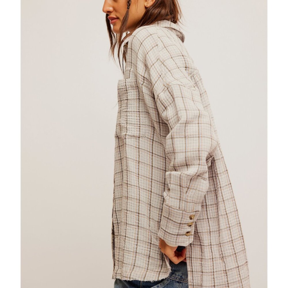 FREE PEOPLE We The Free Cardiff Plaid Top / Misty Lilac Combo - Picture 2 of 6